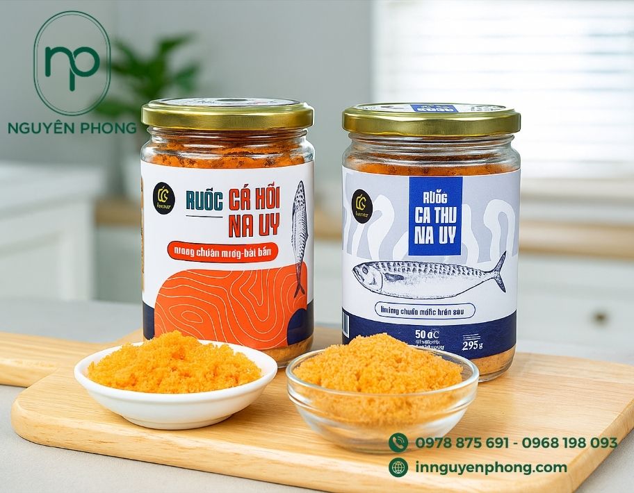 Thiết kế &amp; in tem dán ruốc cá chống nước – giữ màu, tăng uy tín